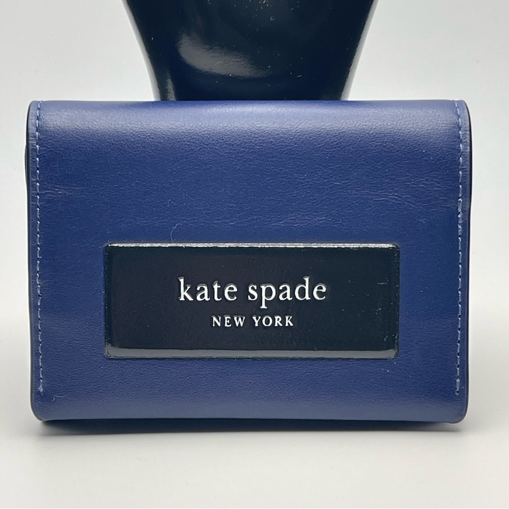 Kate Spade Label Card Case Trifold Wallet in Deep Lake - NWT